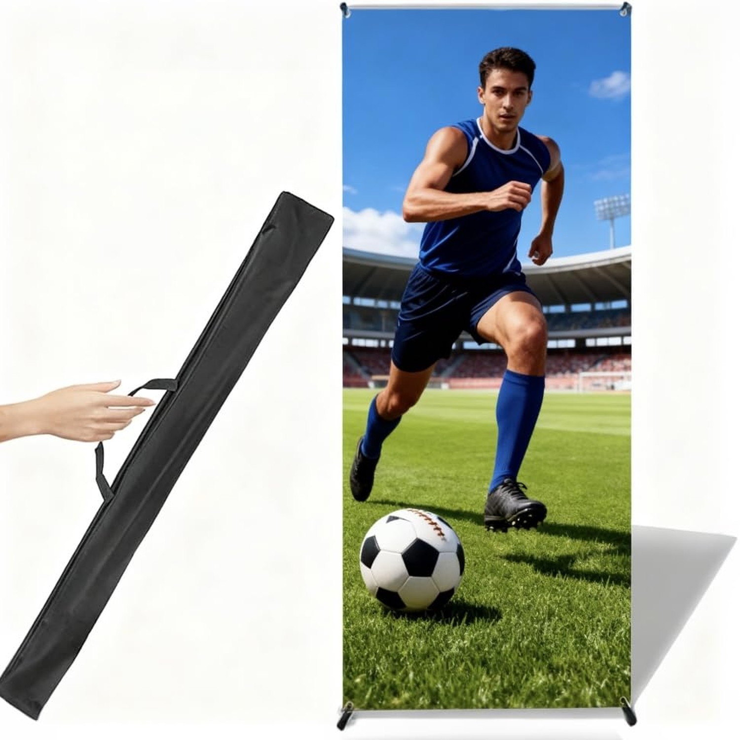 4U Media&Displays X Frame Banner Stand 2 Pack Adjustable 24"x72", Heavy Duty ...