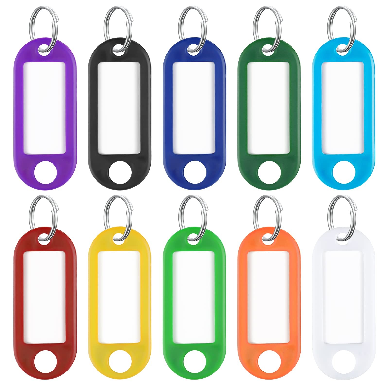 Uniclife 2 Inch Tough Plastic Key Tags in 10 Assorted 100 Pack, Multicolored 
