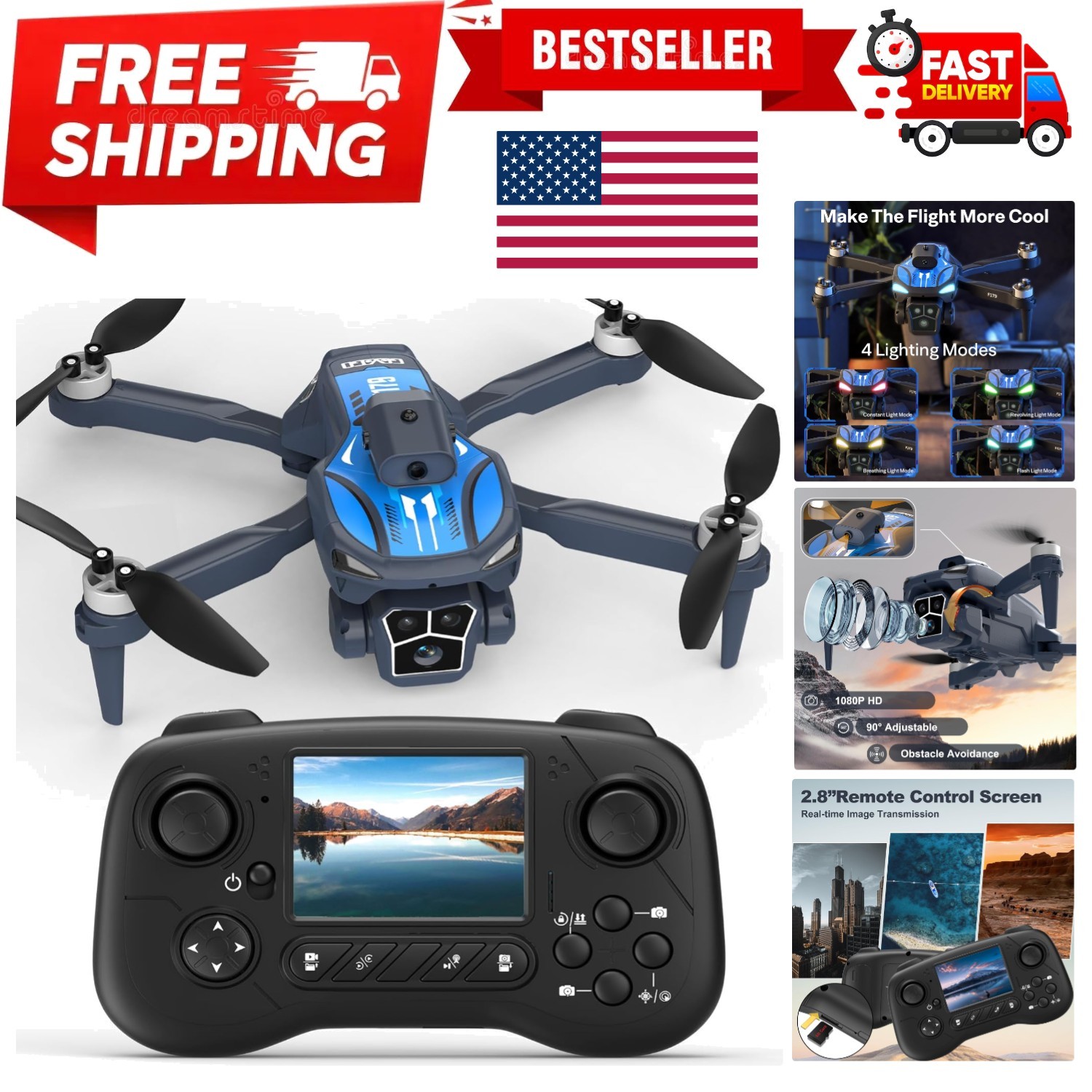 F179 Drone with 1080P Camera, Brushless Motors, Obstacle Avoidance & WIFI Con...