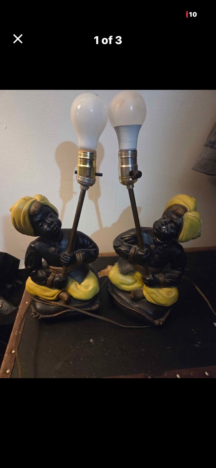 vintage mid century chalk ware genie lamps nubian lamps