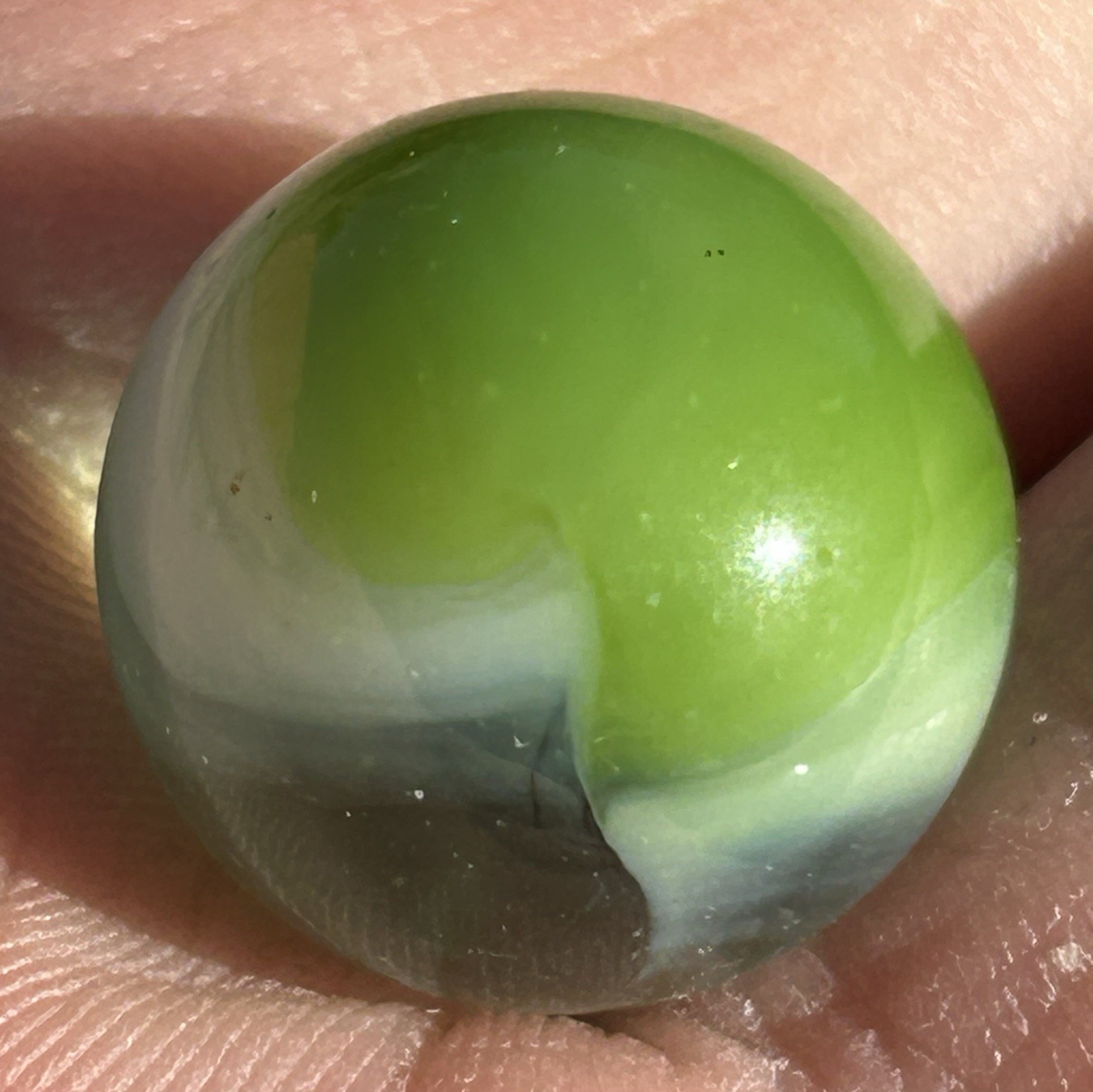 Vintage Vitro Agate 0.60” Exotic Phantom Conqueror Marble Green Patch NM