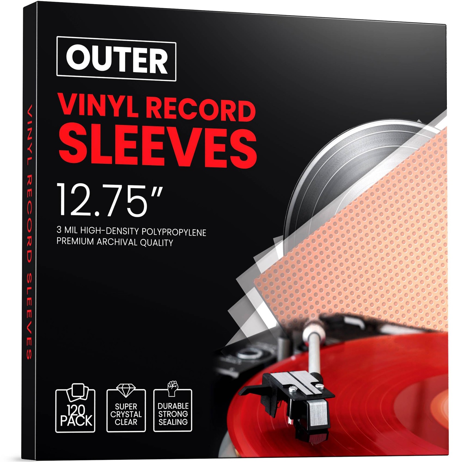 120 Pack Vinyl Outer Record Sleeves – 12.75-inch Sleeves, 