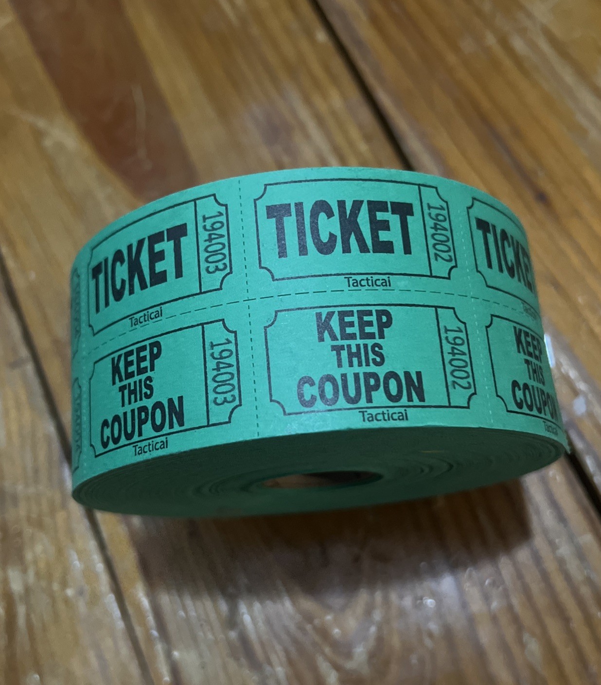 1000 Tactical Raffle TICKETS Green NEW ROLL