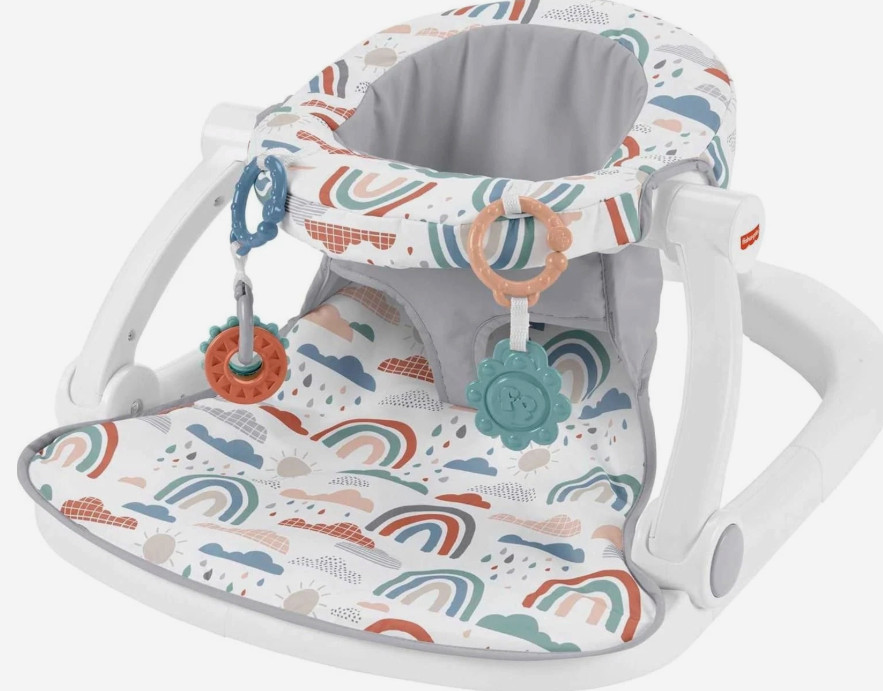 Portable baby seat, floor seat with skill-developing toys.