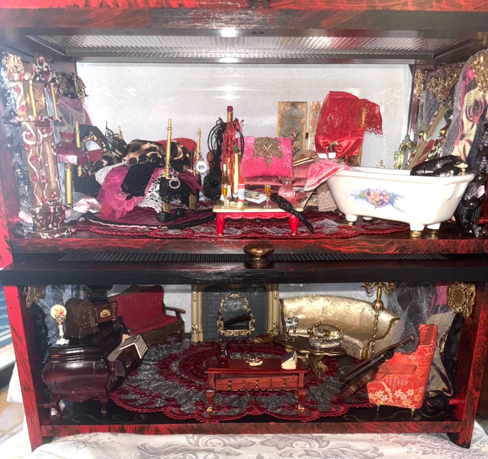 Adult Bordello dollhouse room box  sexy antique vintage set smbd