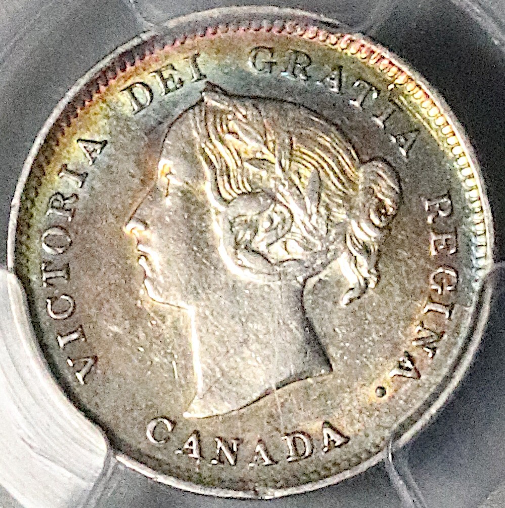 1886 PCGS AU 50 Canada Victoria 5 Cents Small 6 Sterling Silver Coin (25120202C)