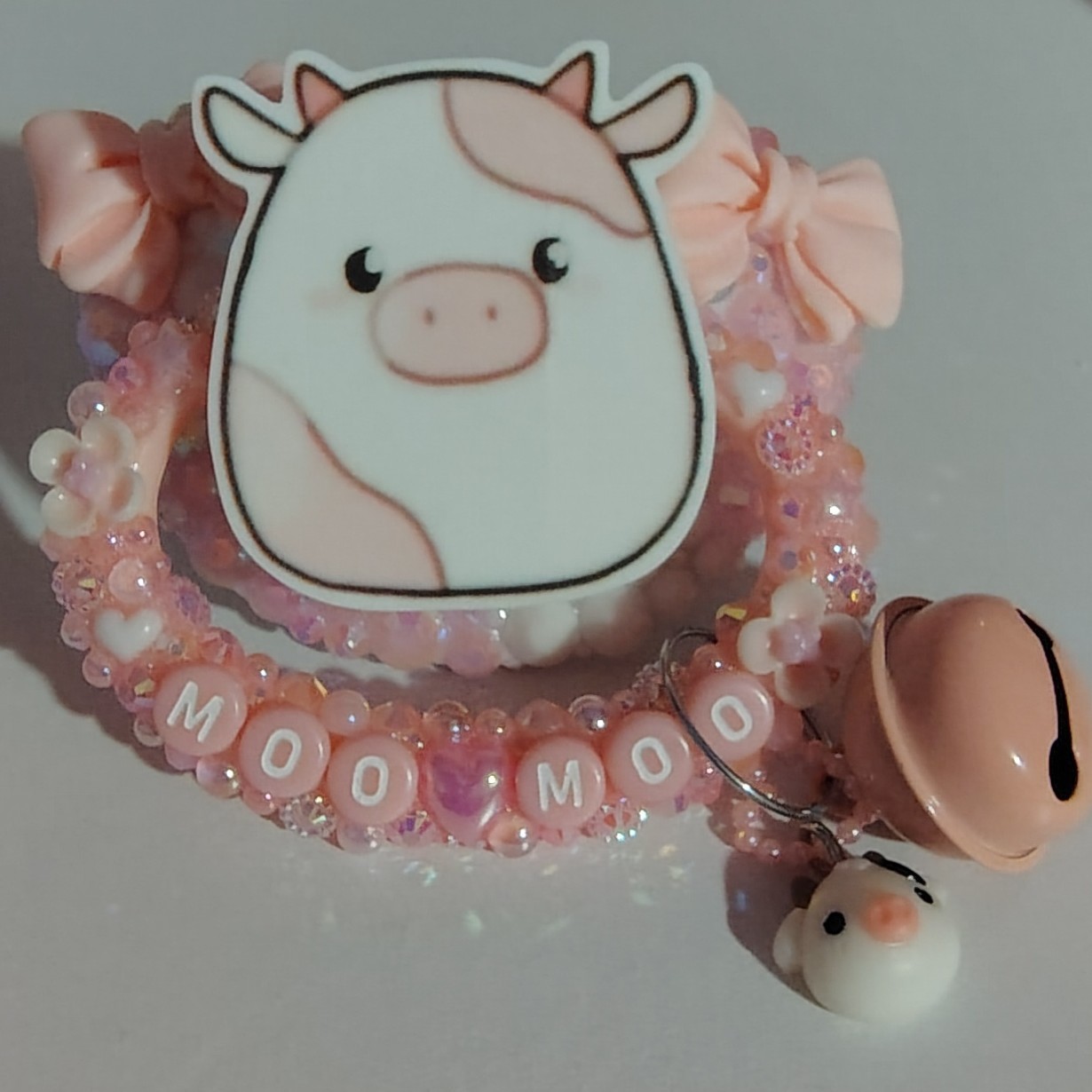 Pink And White Strawberry Cow Squishmallow "Moo Moo" Adult Deco Pacifier