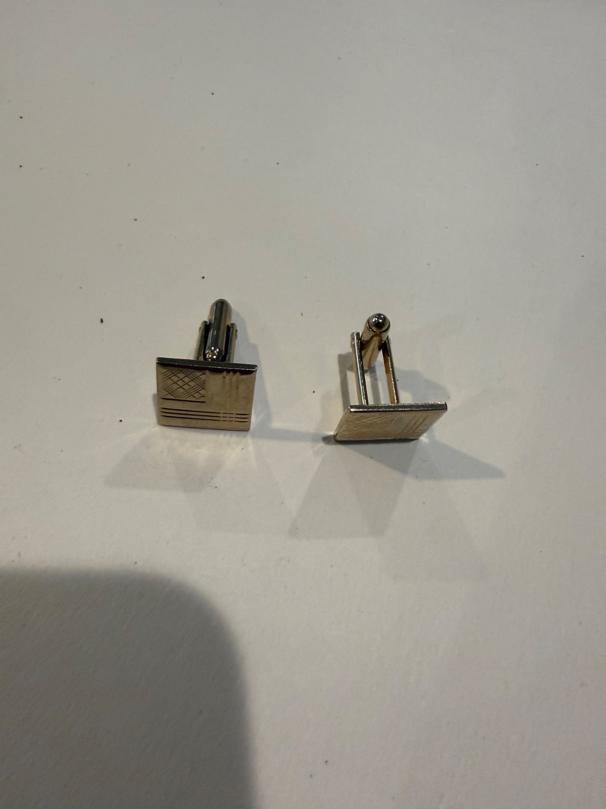 VTG Swank MCM Cufflinks Gold Toned Cufflinks Striped Geometric Design Rectangle