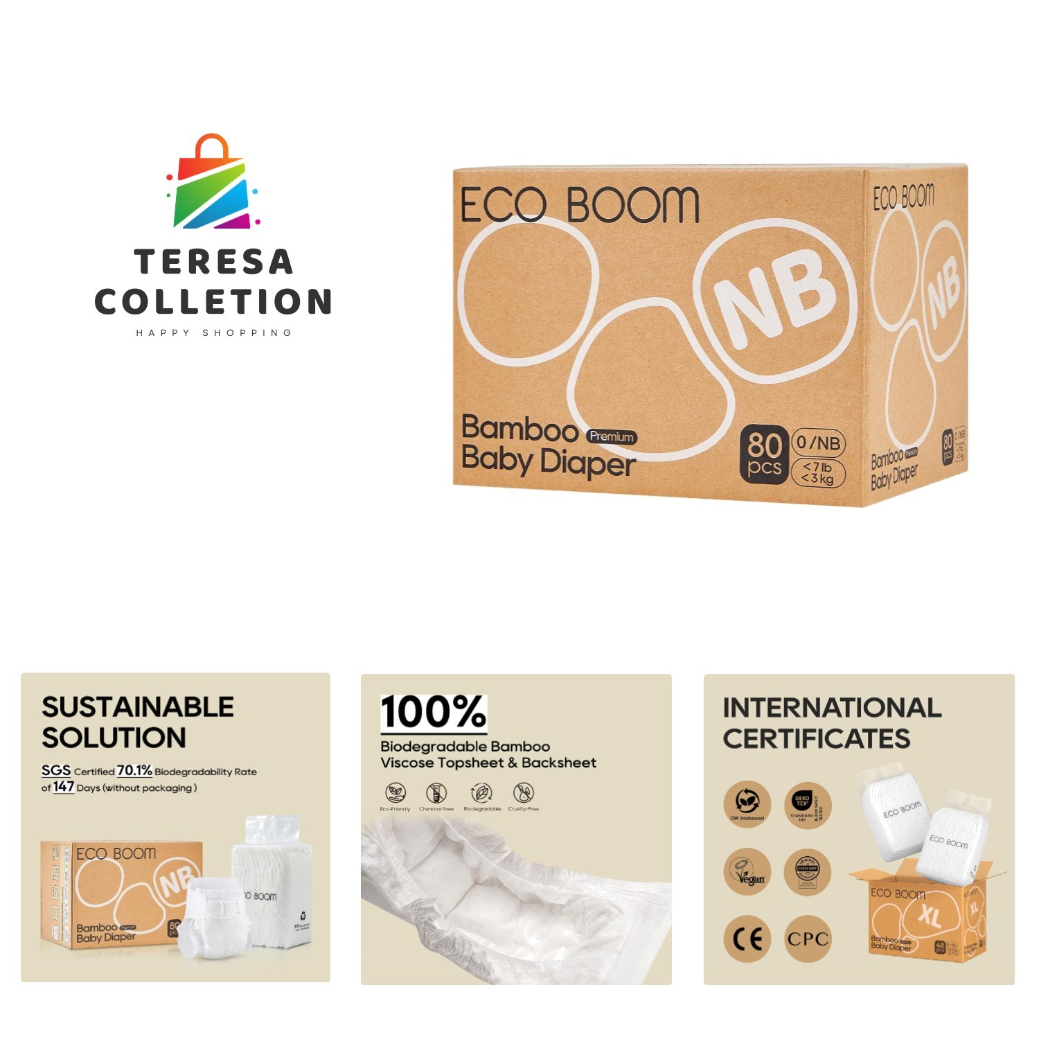 Preemie Diapers, Viscose from Bamboo Diapers, Natural Soft Disposable Nappies...