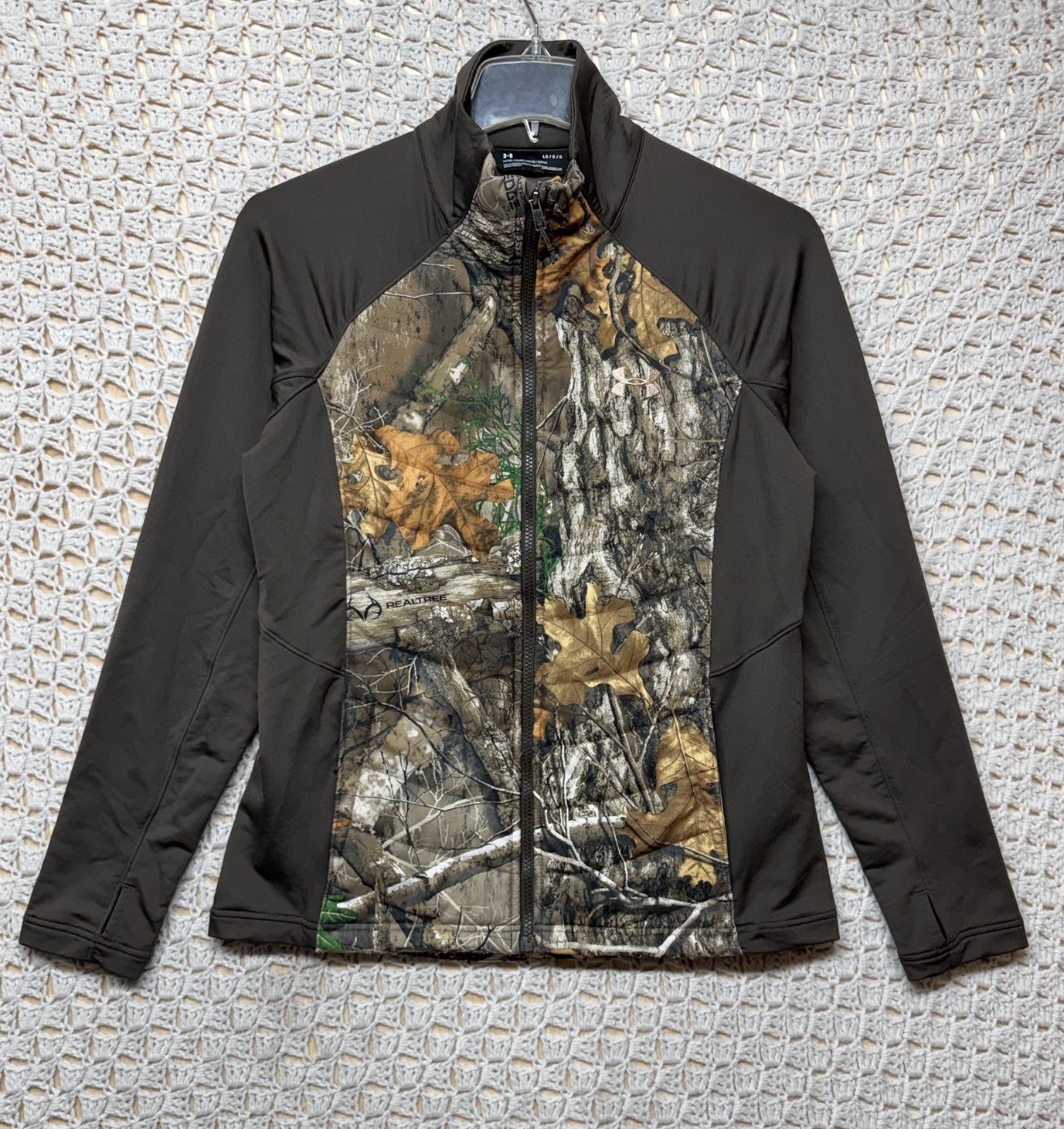 Under Armor Real Tree Jacket Women Sz L Camouflage Full Zip Materiaux Neufs