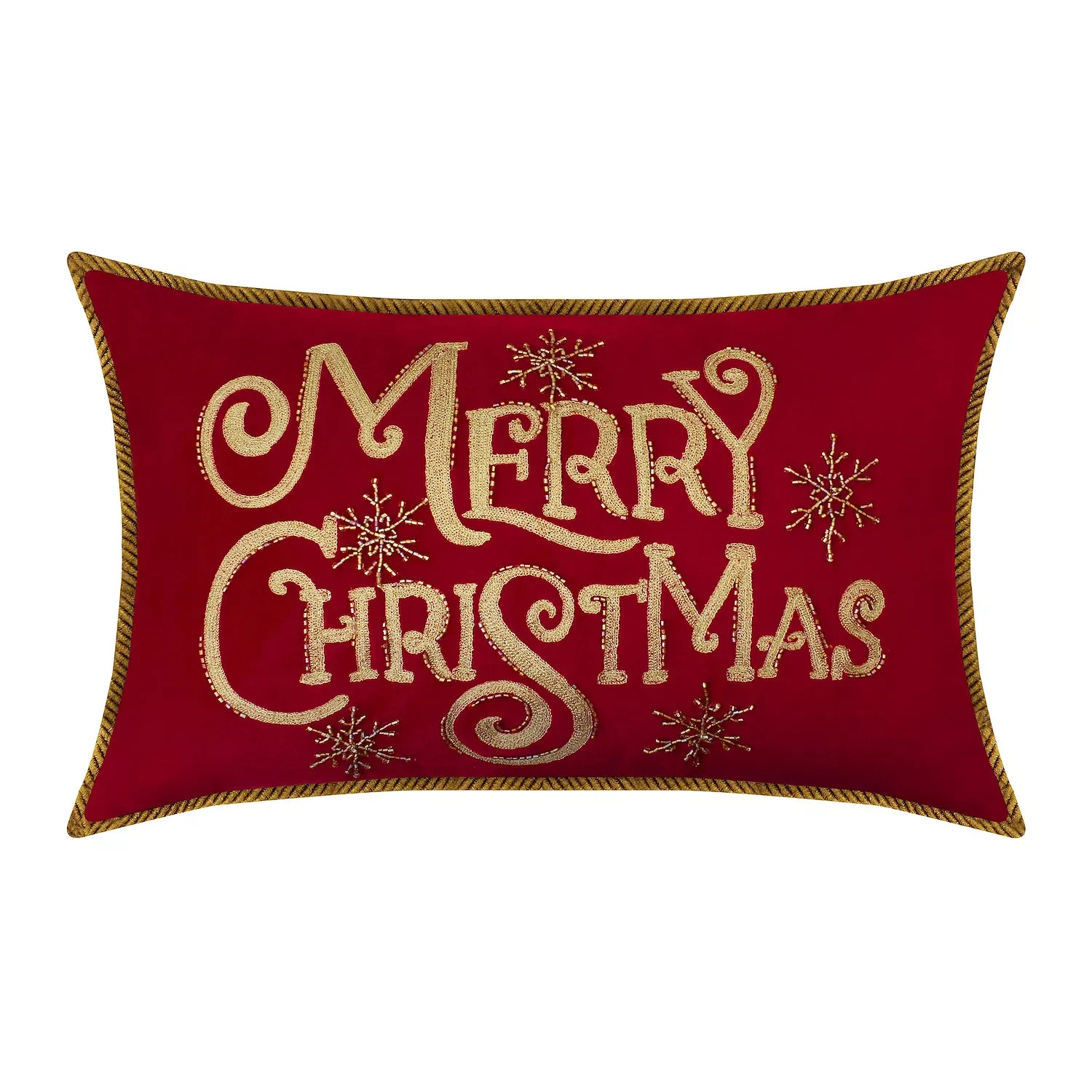"Merry Christmas" pillow, 12" x 18" Red & Gold, St Nicholas Square NWT