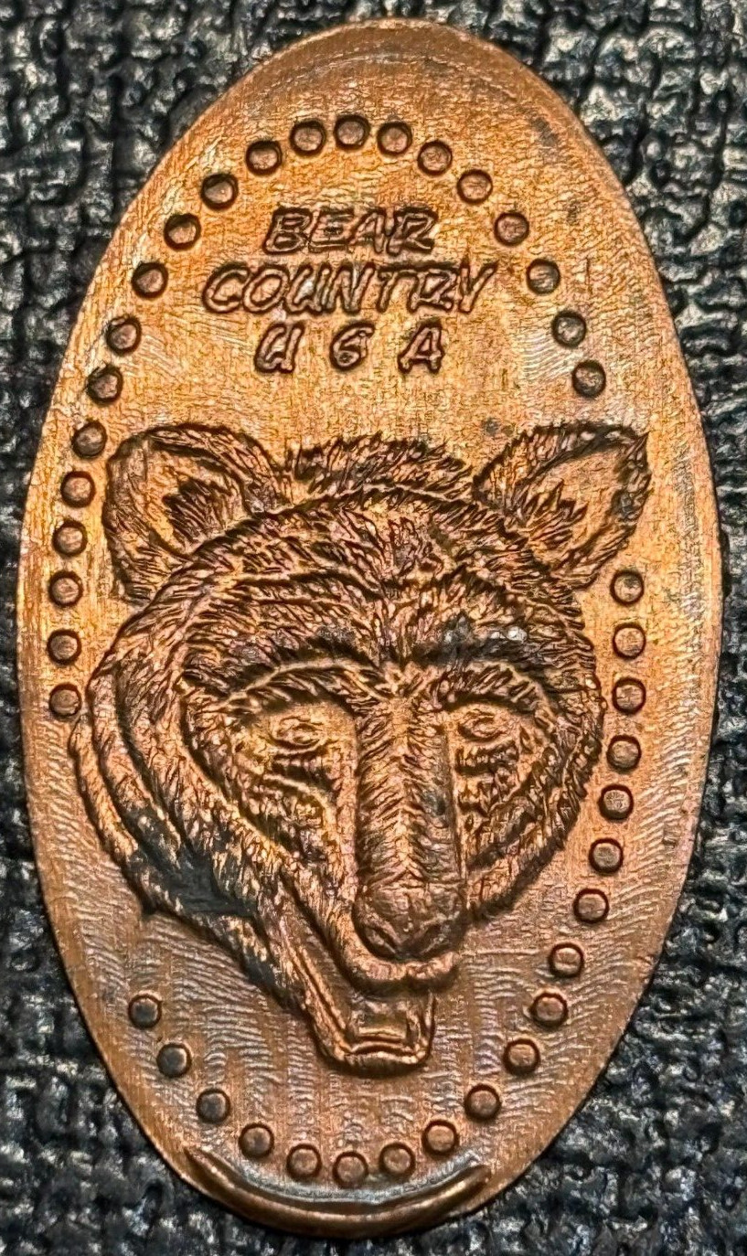 HIGH GRADE AU  ELONGATED LINCOLN MEMORIAL CENT BEAR COUNTRY USA -FEB771