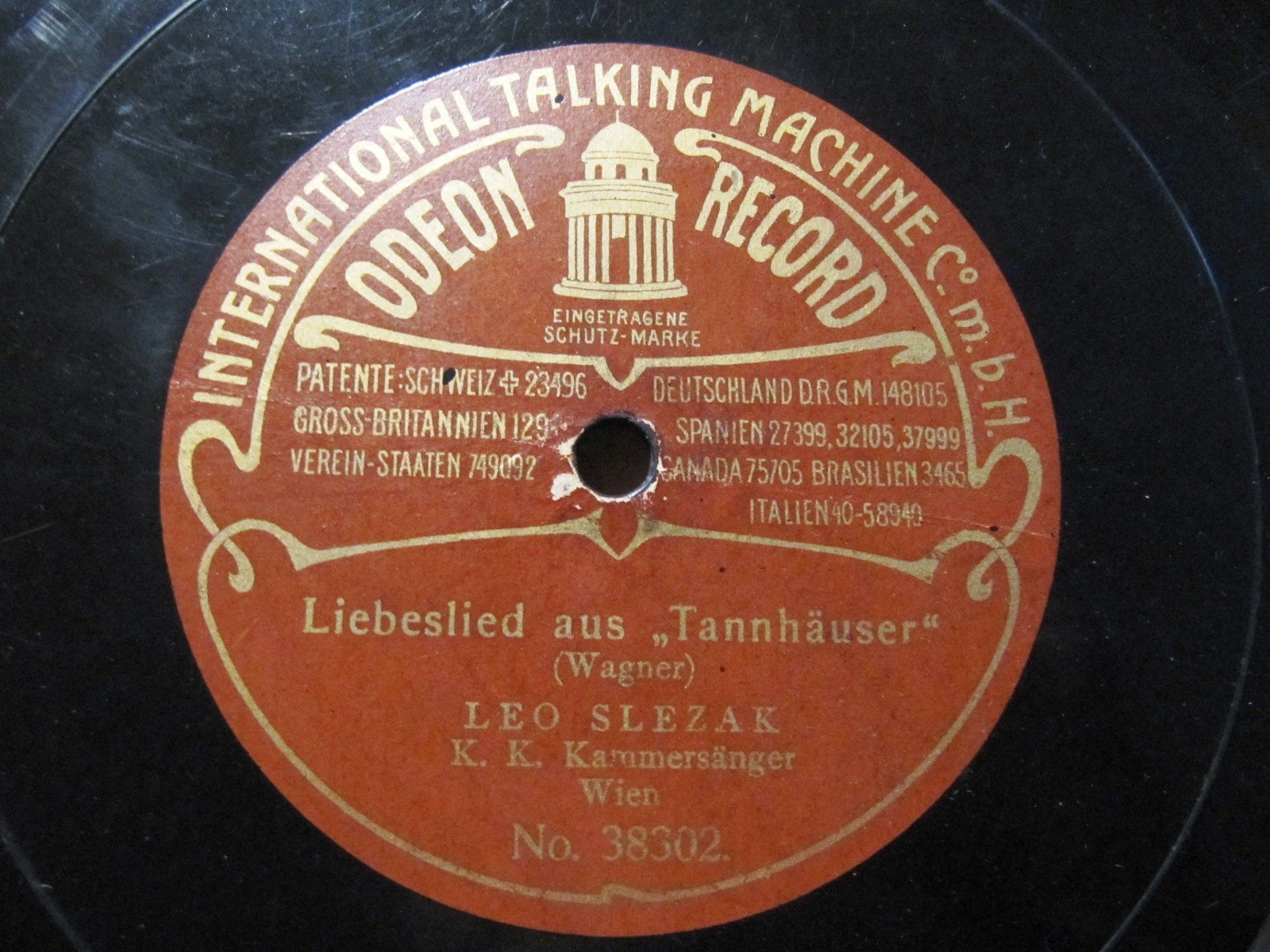 1906 LEO SLEZAK ODEON Rigoletto La Donna WAGNER Tannhäuser Dir töne Lob 38015 