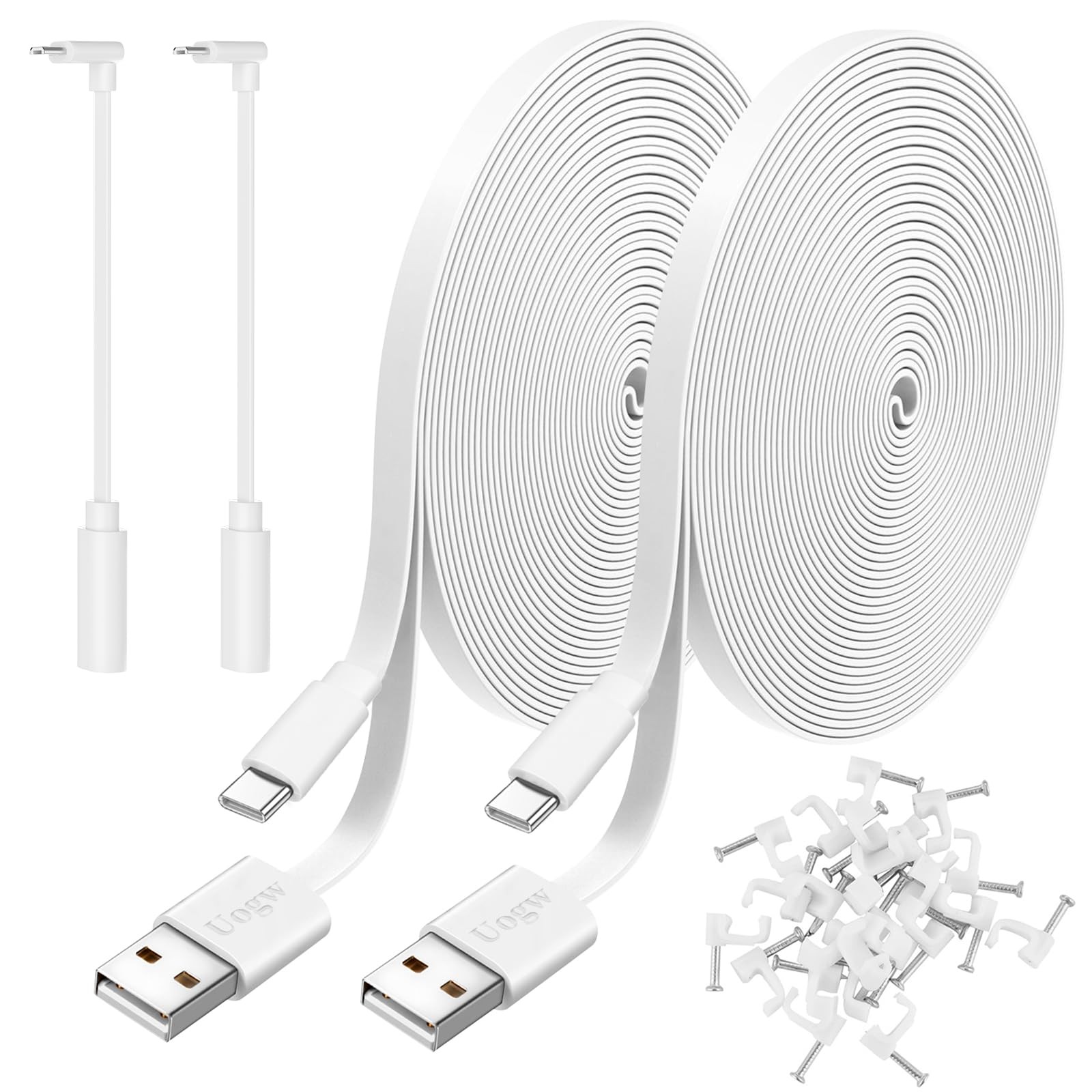 2 Pack 25ft Power Extension Cable Compatible with Wyze Cam 25FT, White 