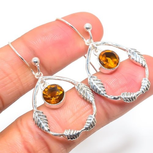 Smokey Quartz Handmade Bali 925 Sterling Silver Earring 1.7" W9