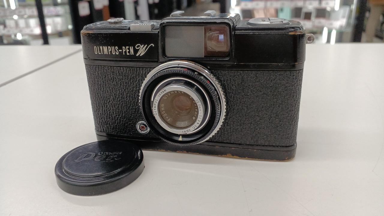Olympus PEN W Film Camera with 25mm Wide-Angle Lens, Works Used From Japan
