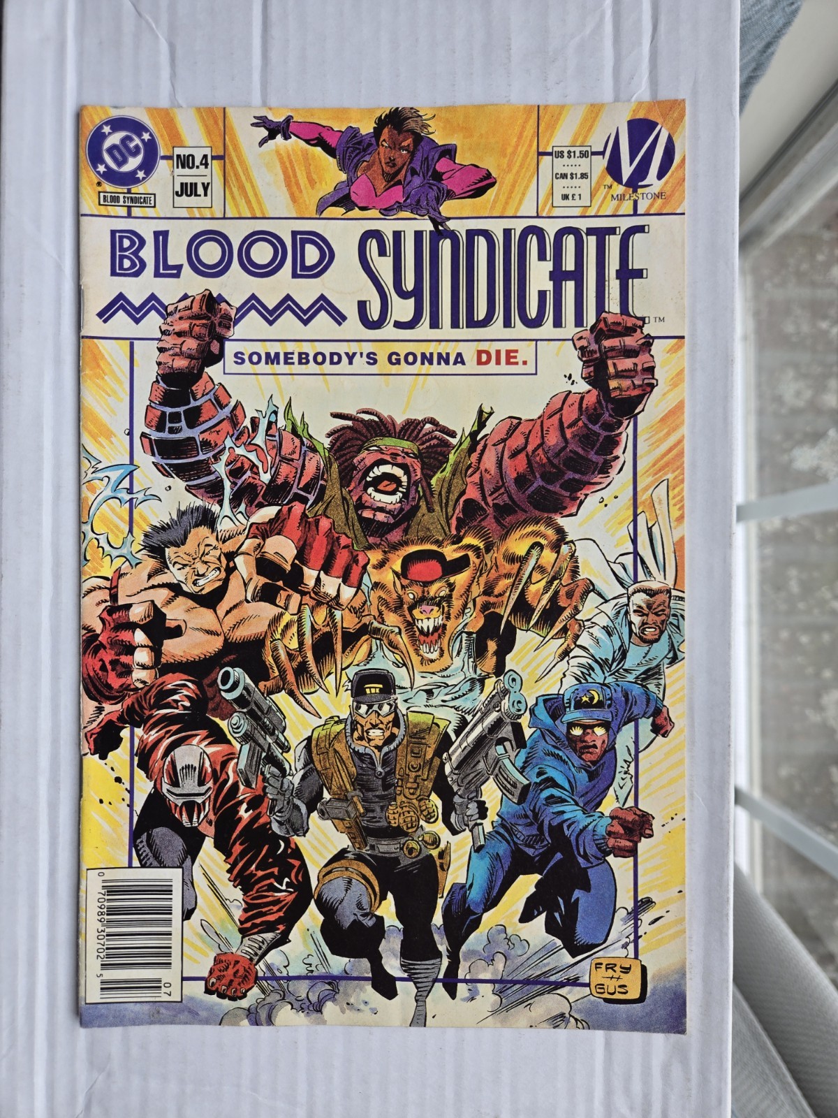 Blood Syndicate #4 Newsstand 1:7 Rare Tech-9 Death Milestone Media DC Comic 1993