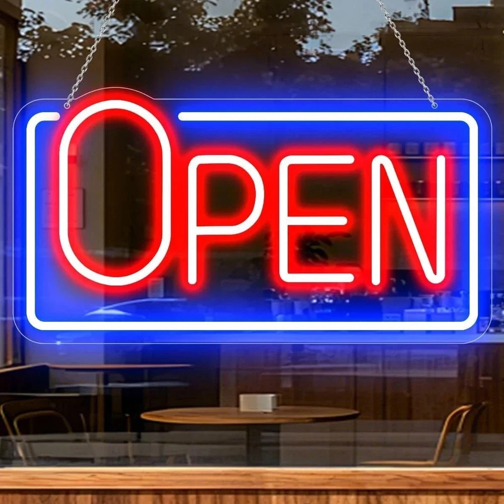 LED Neon Open Sign for Business Window, Light up Open Sign for Store Carteles