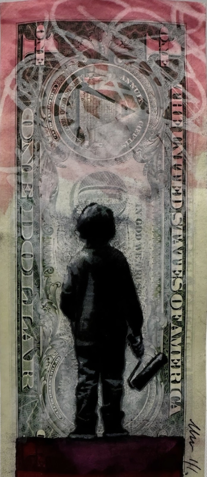 Chris Boyle Money Art Real Dollar. 1/1 PLUS  COA.