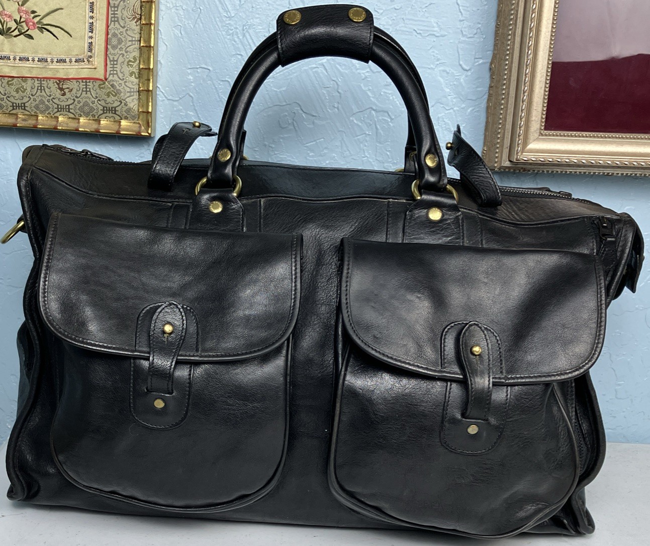 Vintage Ghurka 1990s Express 2 Duffel Gym Bag Marley Hodgson Black Leather