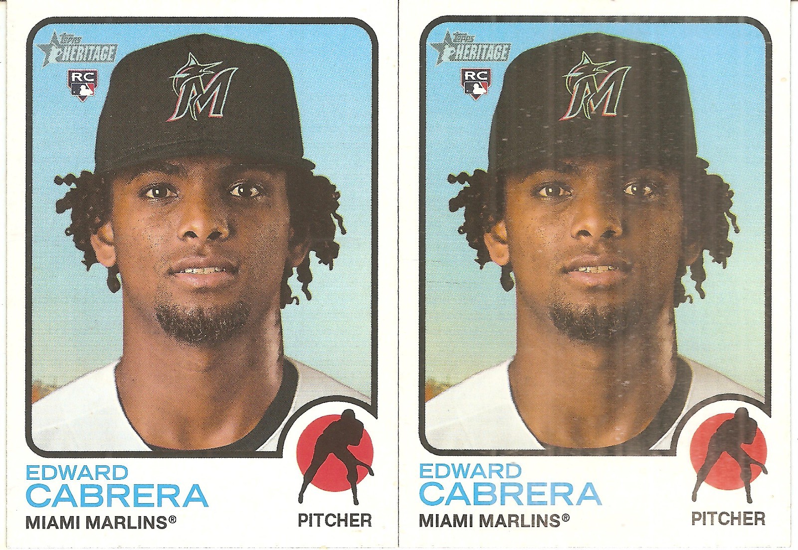 2 CARD 2022 TOPPS HERITAGE EDWARD CABRERA ROOKIE BASEBALL CARD LOT