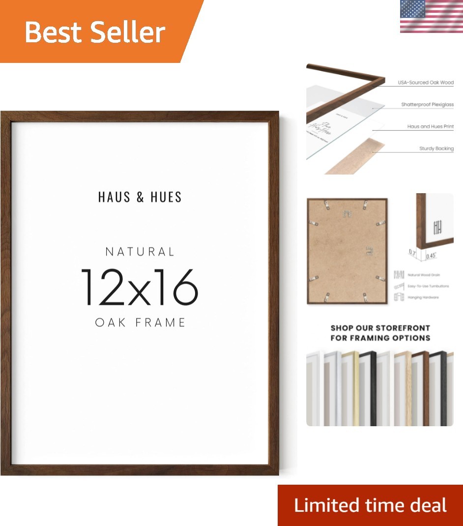 Walnut 12x16 Picture Frame - Rustic Natural Wood Wall Art Display - Brown 12x...