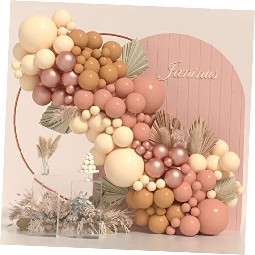  Boho Balloon Arch Dusty Rose Balloon Garland Kit 130Pcs Dusty Rose Pink Brown