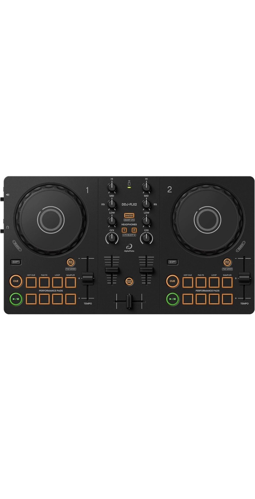 AlphaTheta Pioneer DDJ-FLX2 Corded Electric USB DJ Controller, 2-Channels, Black