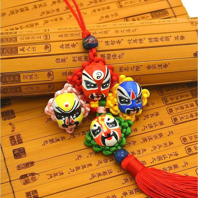 Chinese Knot Painted Peking Opera Pendant Car Rearview Mirror Charm