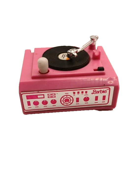 Barbie Doll Magic Moves Pink Record Player Stereo Turntable Missing Cover WORKS