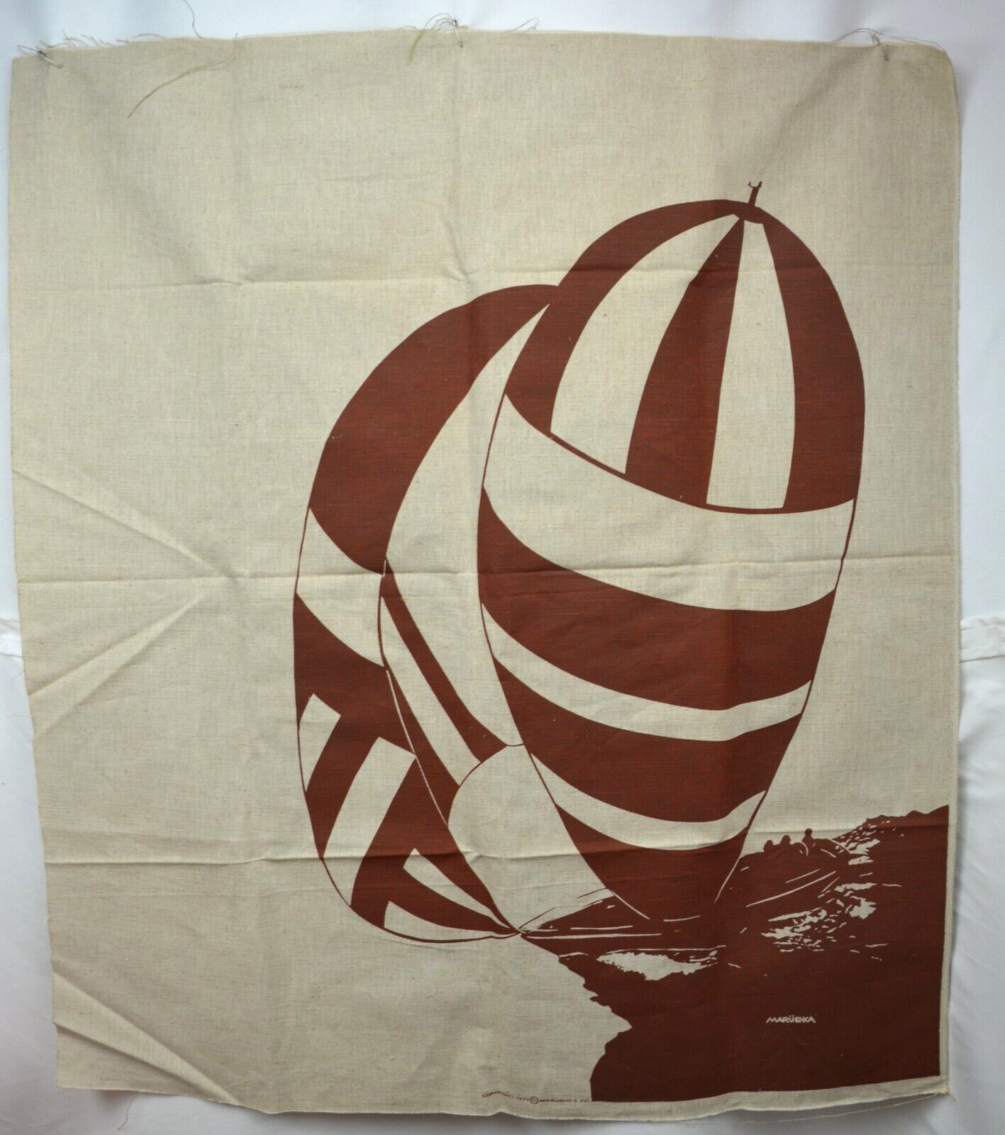 MCM 1979 MARUSHKA Sailboat Spinnaker 37" x 41" Cloth Screen Print Canvas Art