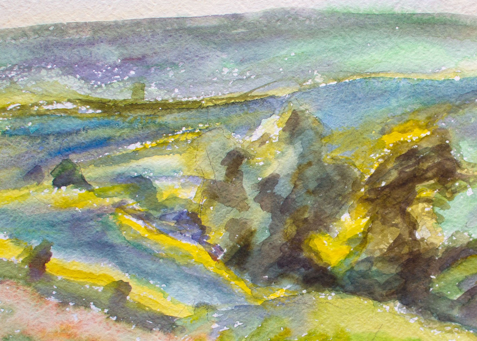 Karlheinz Schäfer River Landscape East German Art Signed Unique Watercolor 1986