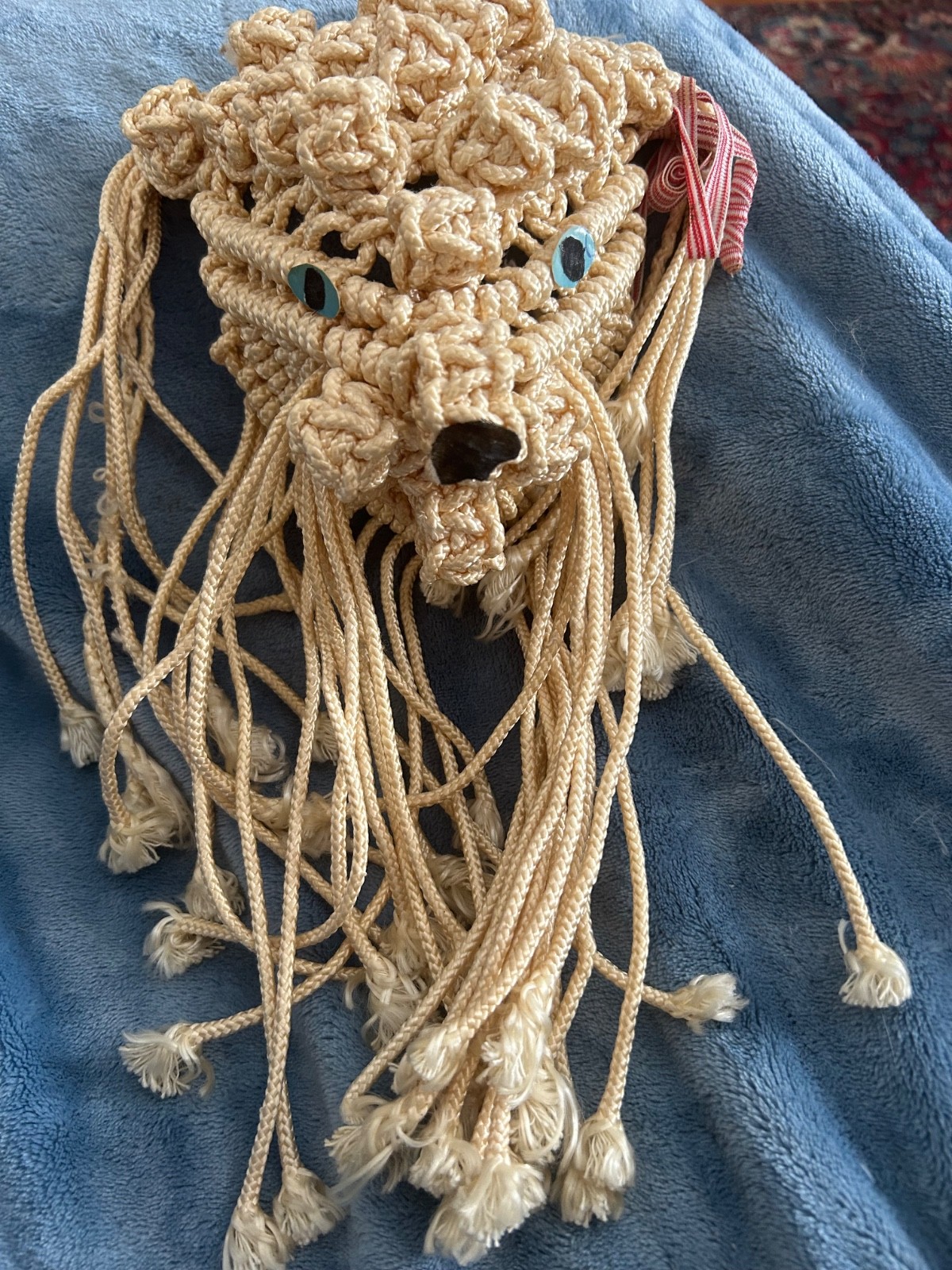 Mid Century Modern Macramé poodle dog Artisan Hanging Original Wall Art Custom