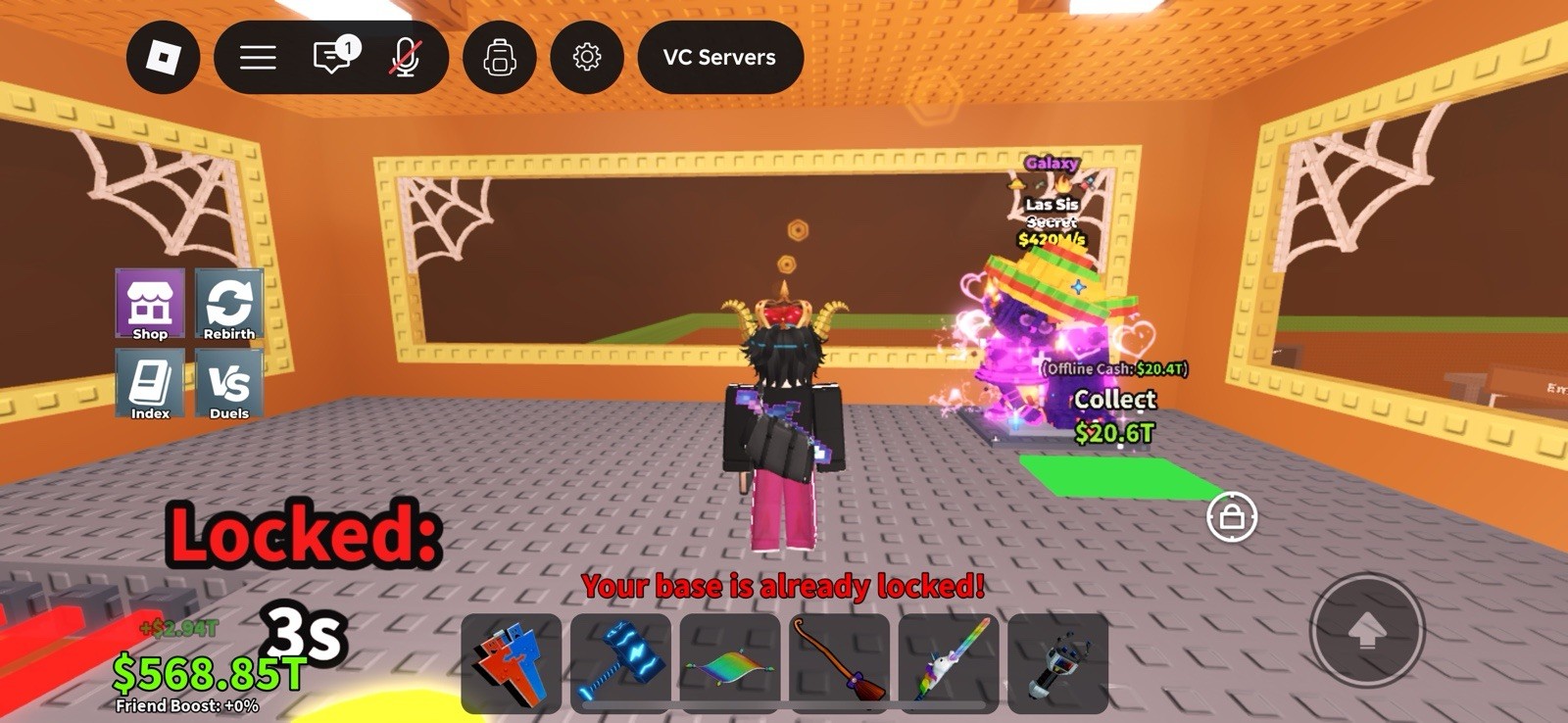 Roblox Galaxy Las Sis Secret steal a brainrot stacked 420m ✨