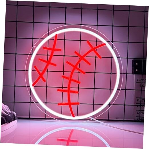 Baseball Neon Sign, Baseball Player Neon Light USB Powered Unique Gifts for 