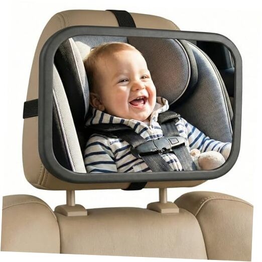 Baby Car Mirror with 360° Rotation – 9.8" Convex Shatterproof Mirror for Baby 