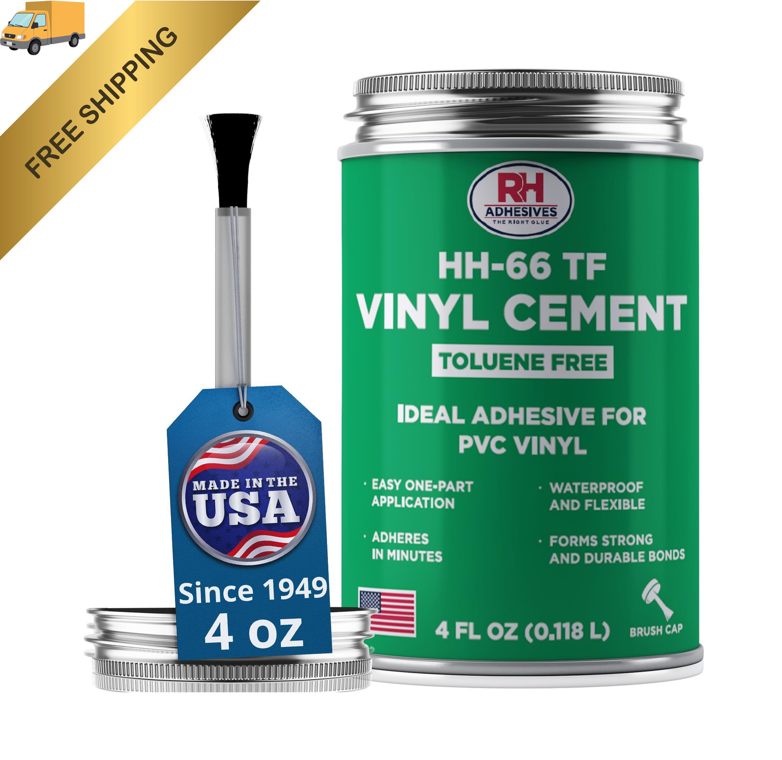HH-66 Toluene Free Vinyl Cement 4 oz - Adhesive, 4 oz, Clear 