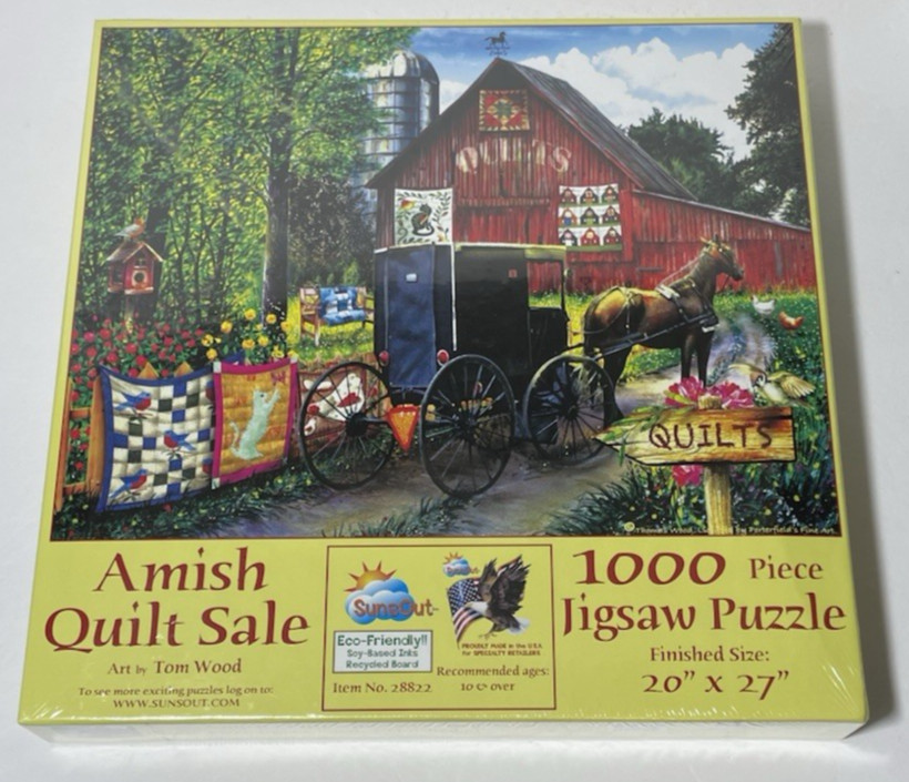 New Sealed Amish Quilt Sale 1000 Piece Puzzle finished size 20 x 27