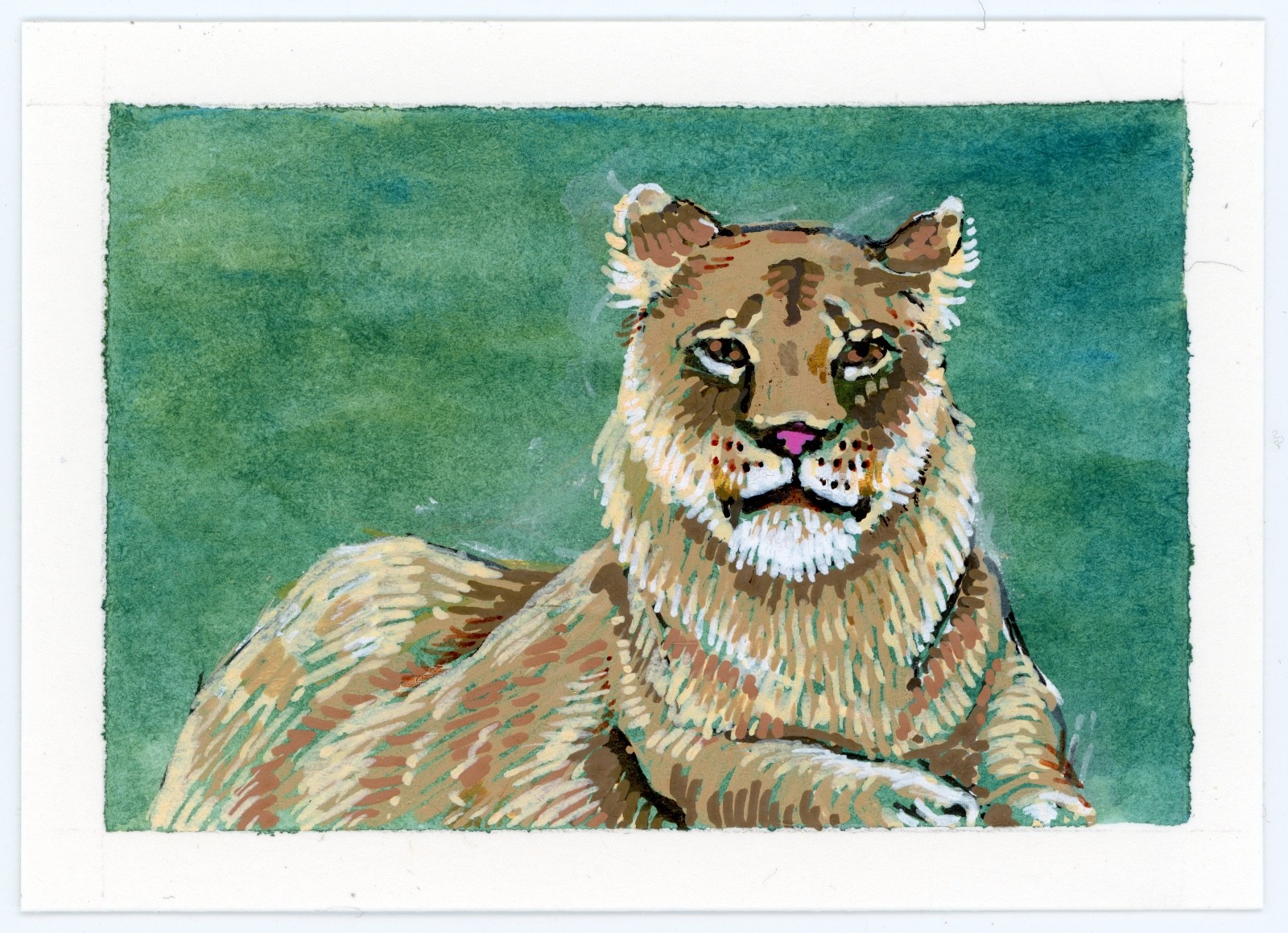 Lioness ACEO Original Acrylic Painting (NOT A PRINT), 2.5x3.5, Signed