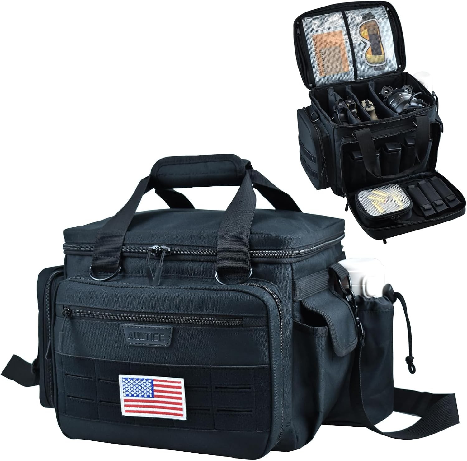 AUMTISC Gun Range Bags for 4 Handguns and Ammo, Tactical Pistol Shooting Range B