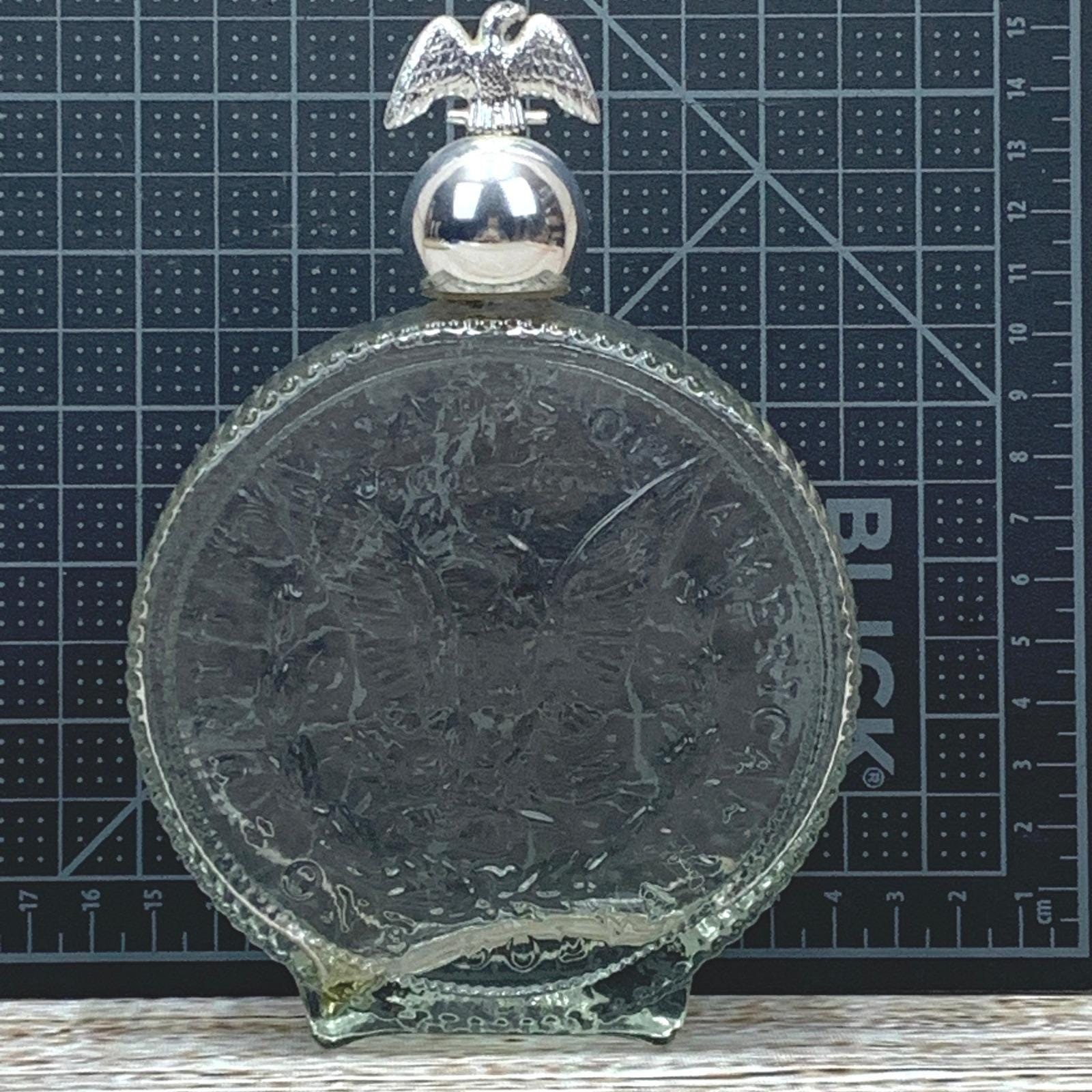 Avon Clear Glass Coin Bottle Eagle Stopper Figural Perfume Decanter EMPTY