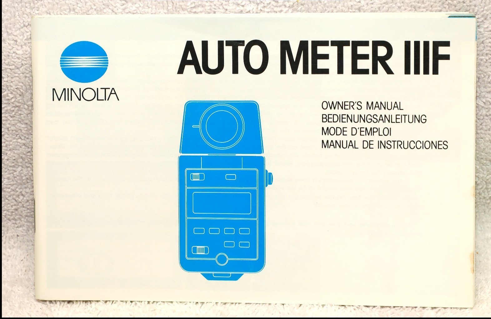 Minolta Auto Meter IIIF instruction owners manual book user guide.  EX