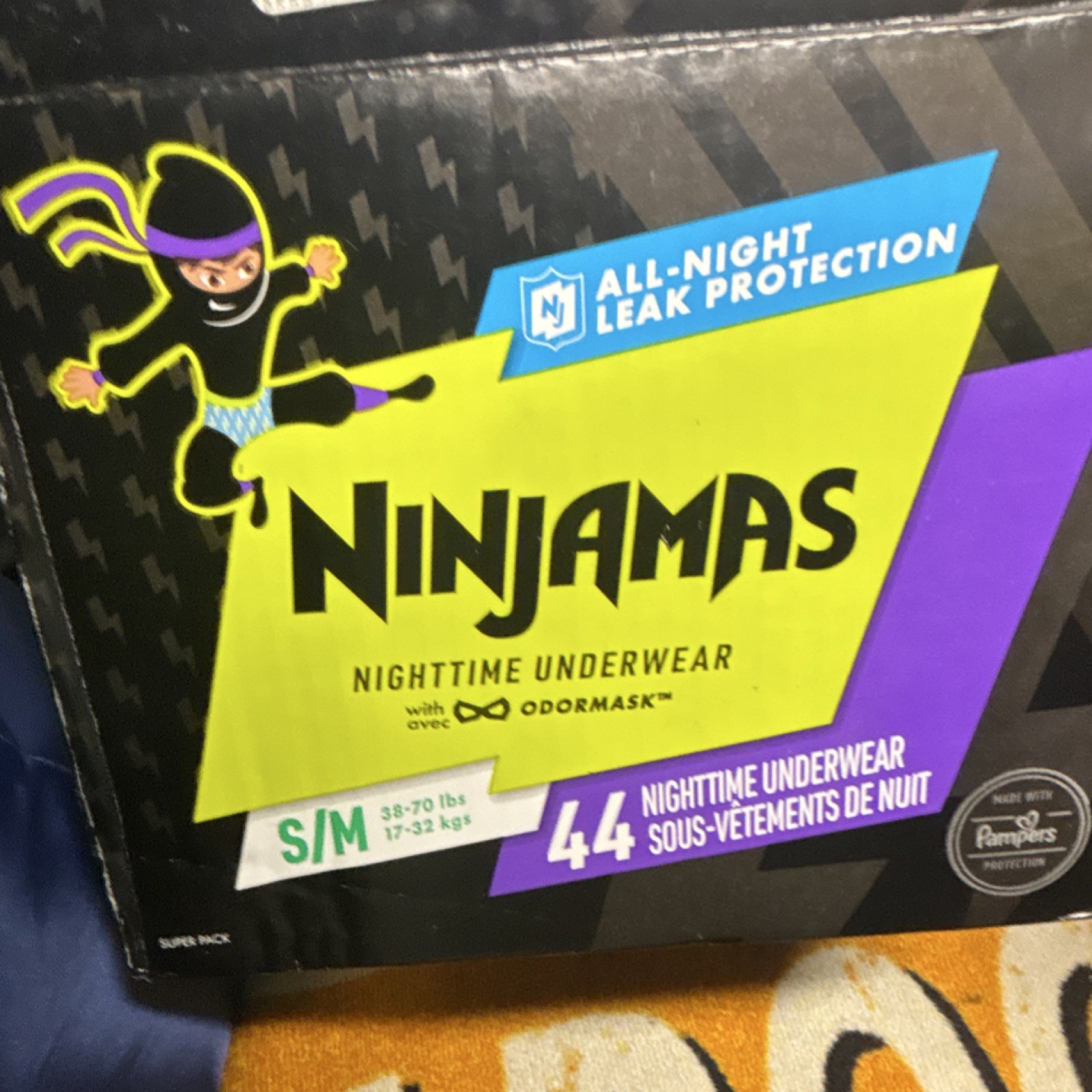 Pampers Ninjamas Nighttime Underwear S/M 38-70 lbs 44 Count