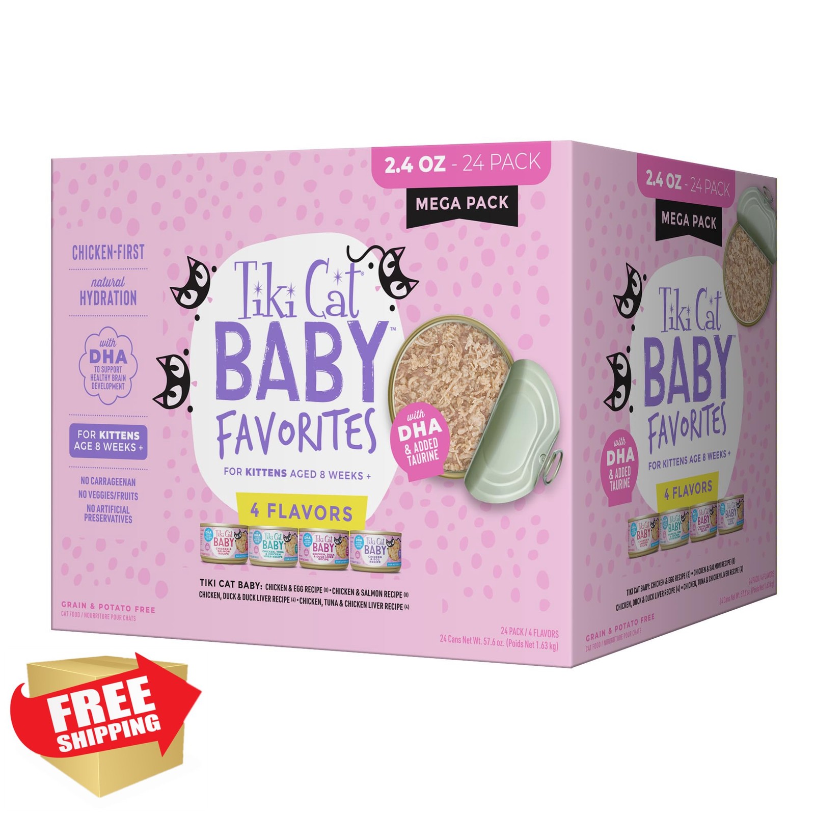 Tiki Cat Baby Favorites Kitten Wet Food 2.4 oz 24 Count