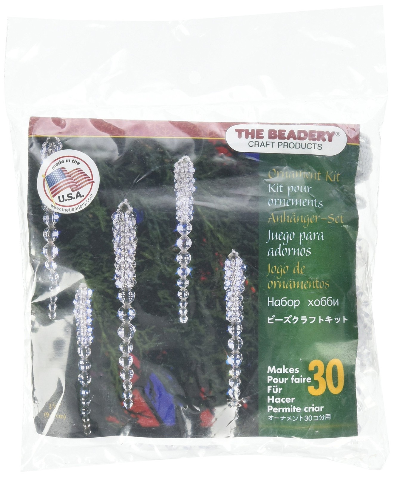 Beadery BOK-5489 Holiday Beaded Ornament Kit, 3.75-Inch, Sparkling Icicles, M...