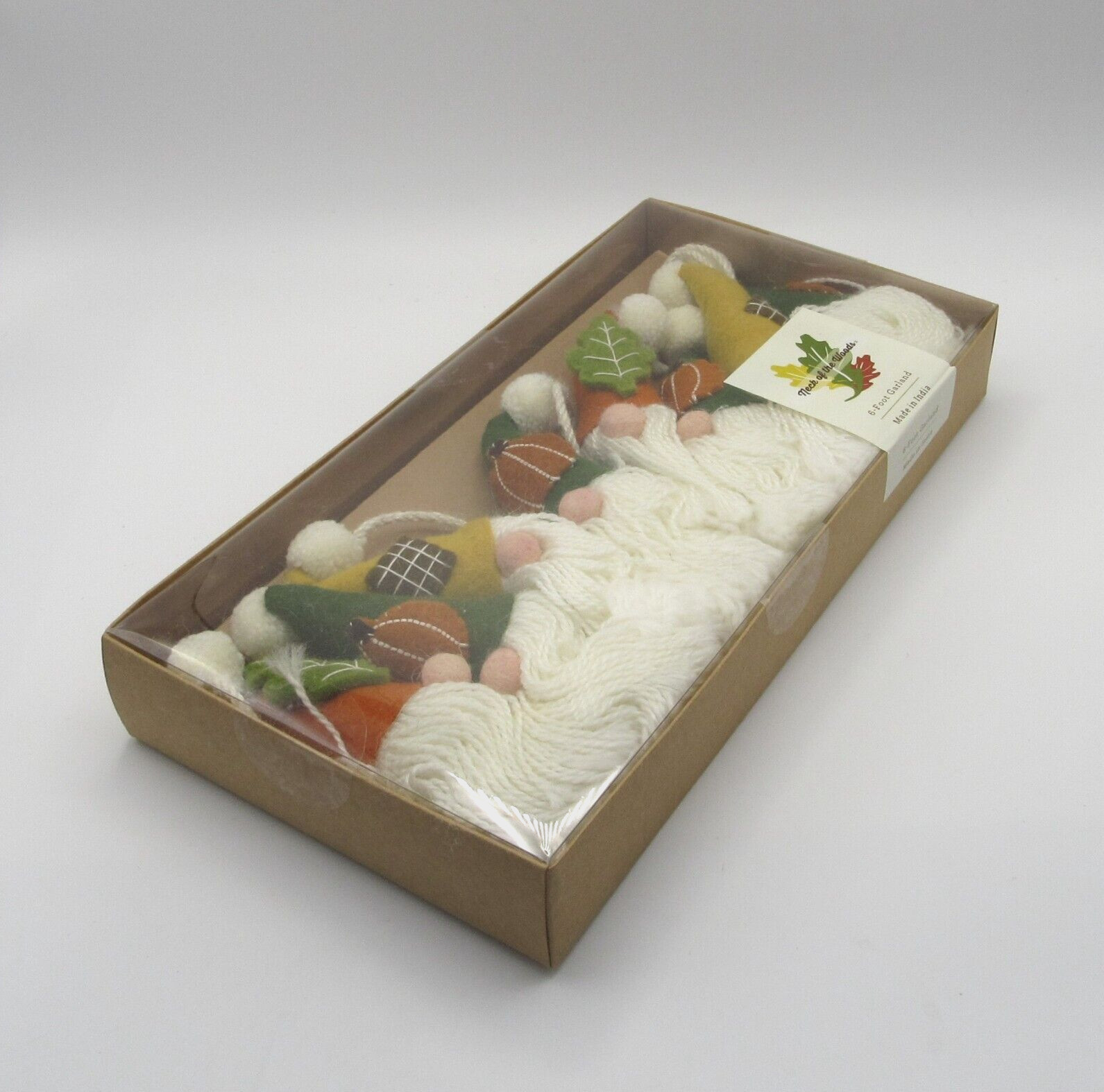 NECK OF THE WOODS FELTED WOOL GNOME 6FT GARLAND FALL THANKSGIVING NEW