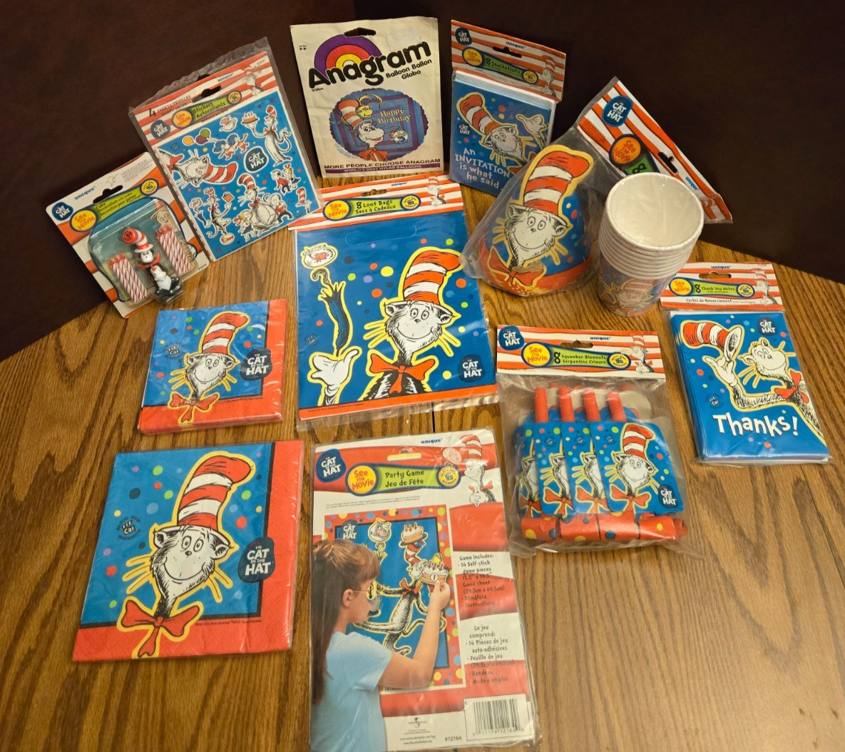 The Cat in the hat party items  candles thank you cards YOU PICK ONE All NEW