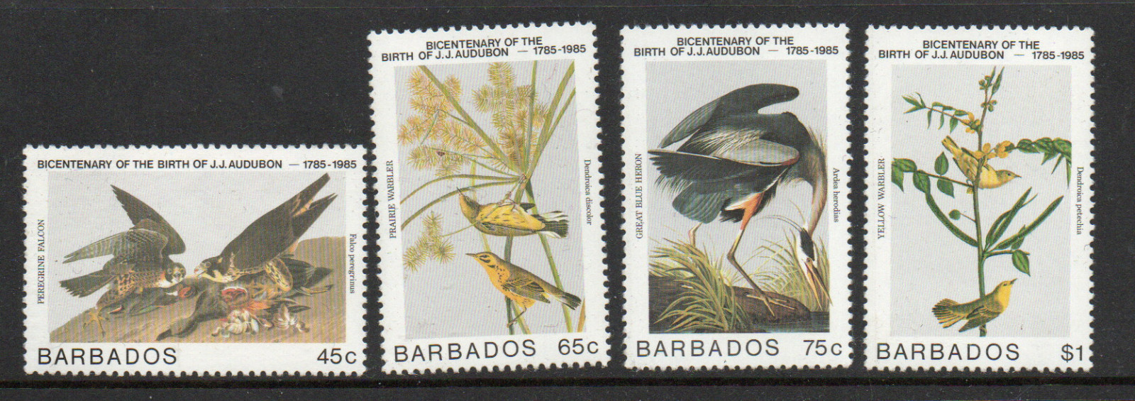 Barbados 1985 Audubon set fine fresh MNH