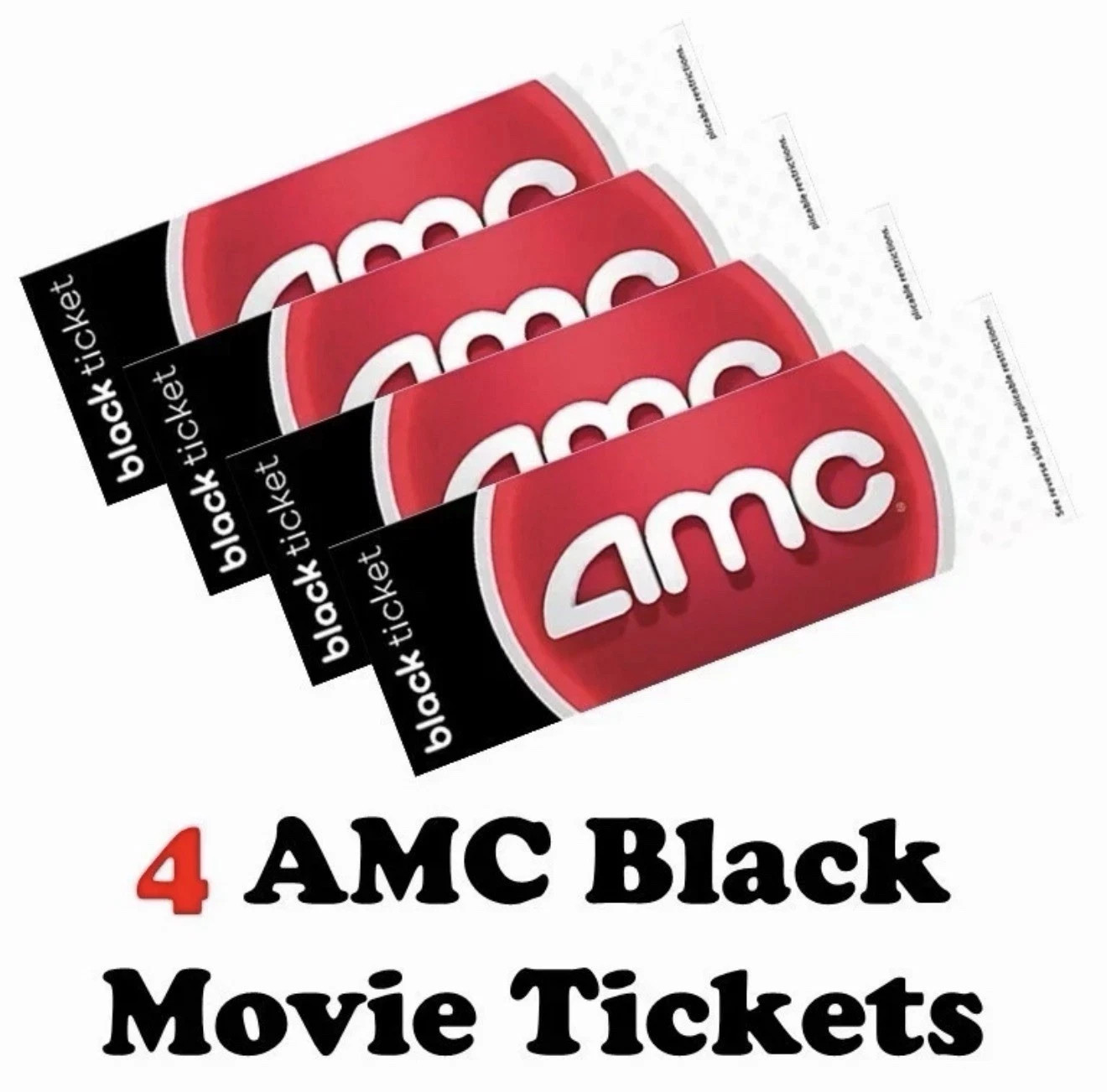 4 AMC Movie Theatres Black Ticket, No Expiration Fast *15 min Delivery!*🔥
