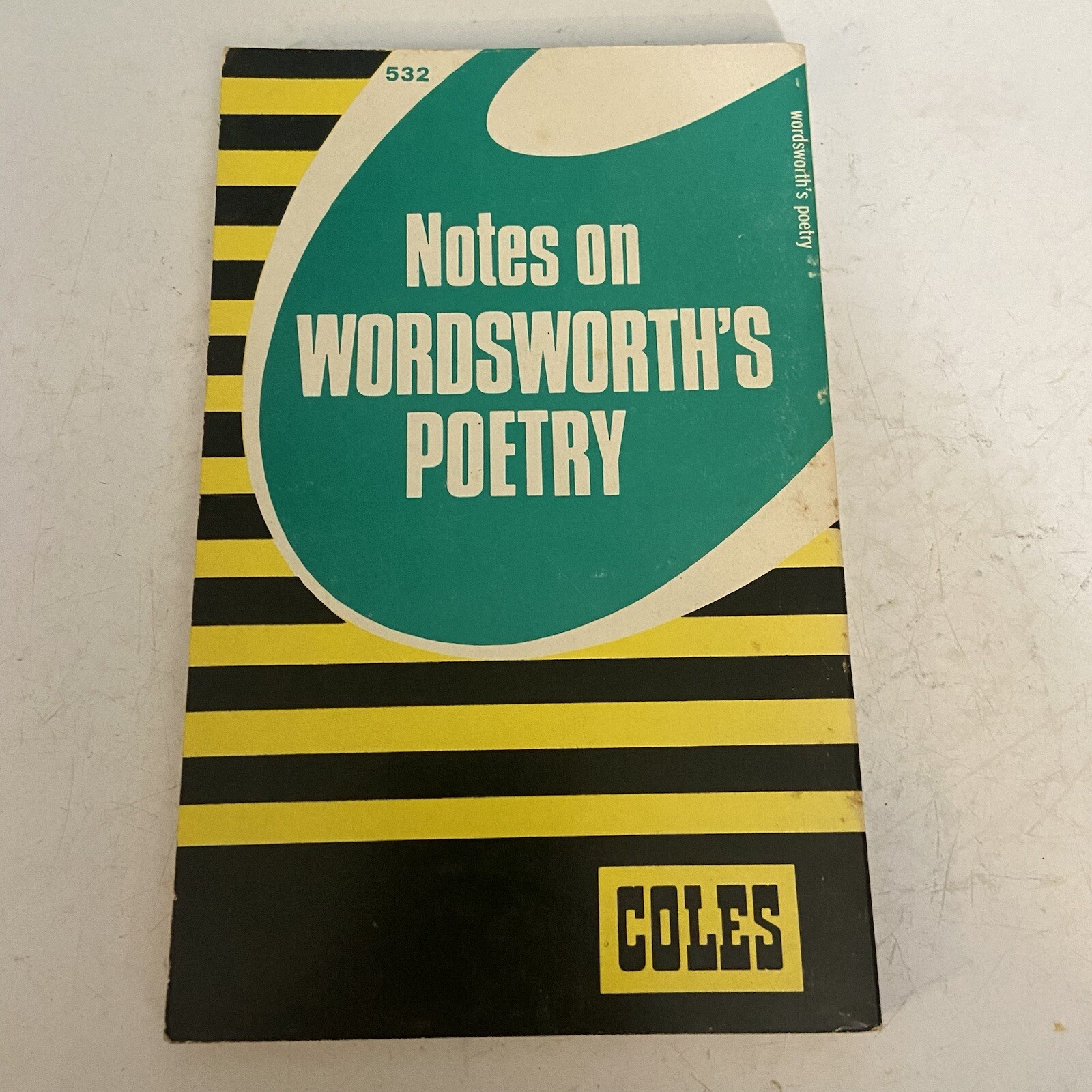 Vintage 1976 Coles Notes On Woodsworth’s Poetry Softcover  Book